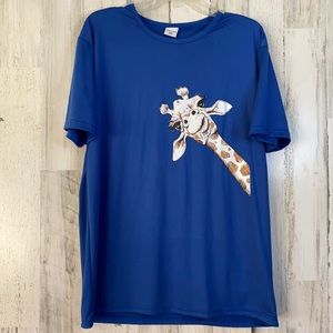 Blue Short Sleeve Giraffe T-Shirt Plus Size 2X